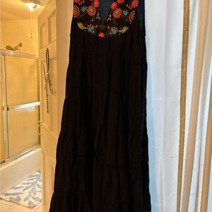 Lola Casademunt Embroidered Black Maxi Dress